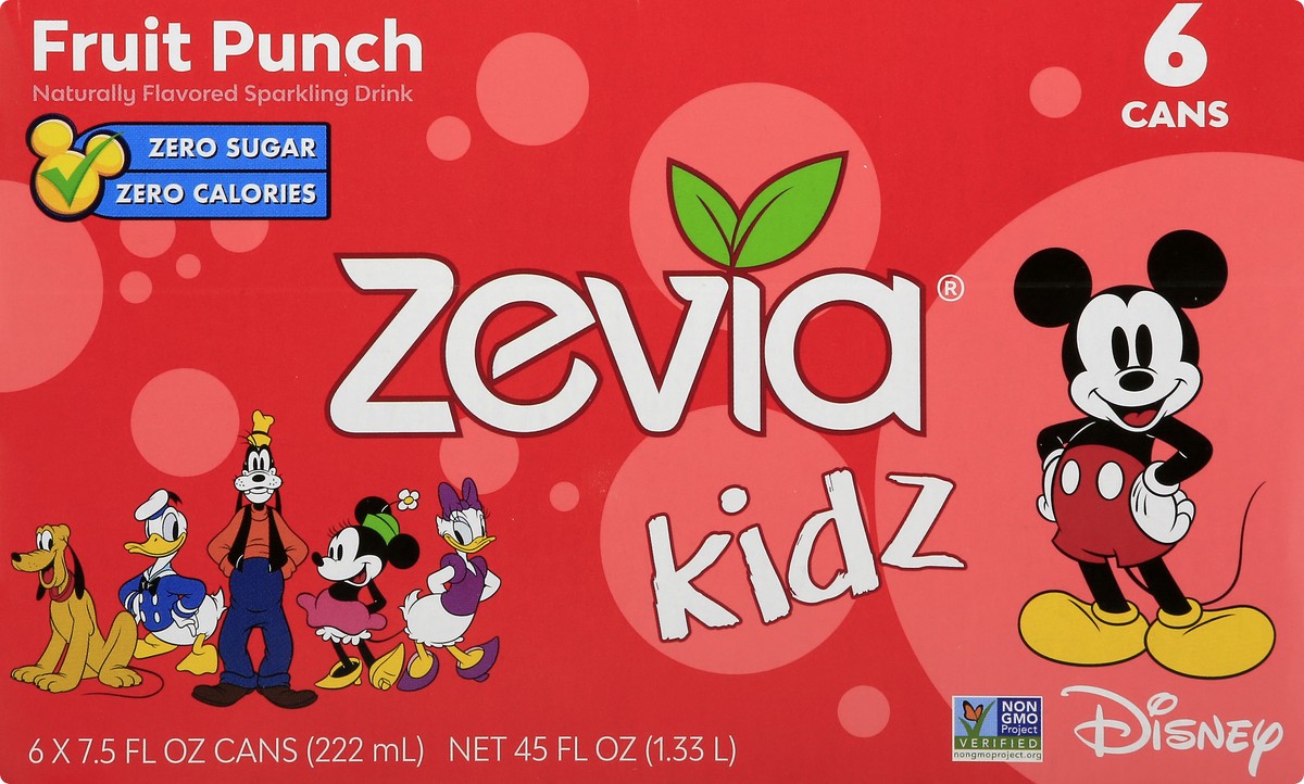 slide 6 of 9, Zevia Kids Zero Sugar Fruit Punch Sparkling Drink 6 - 7.5 fl oz Cans, 6 ct