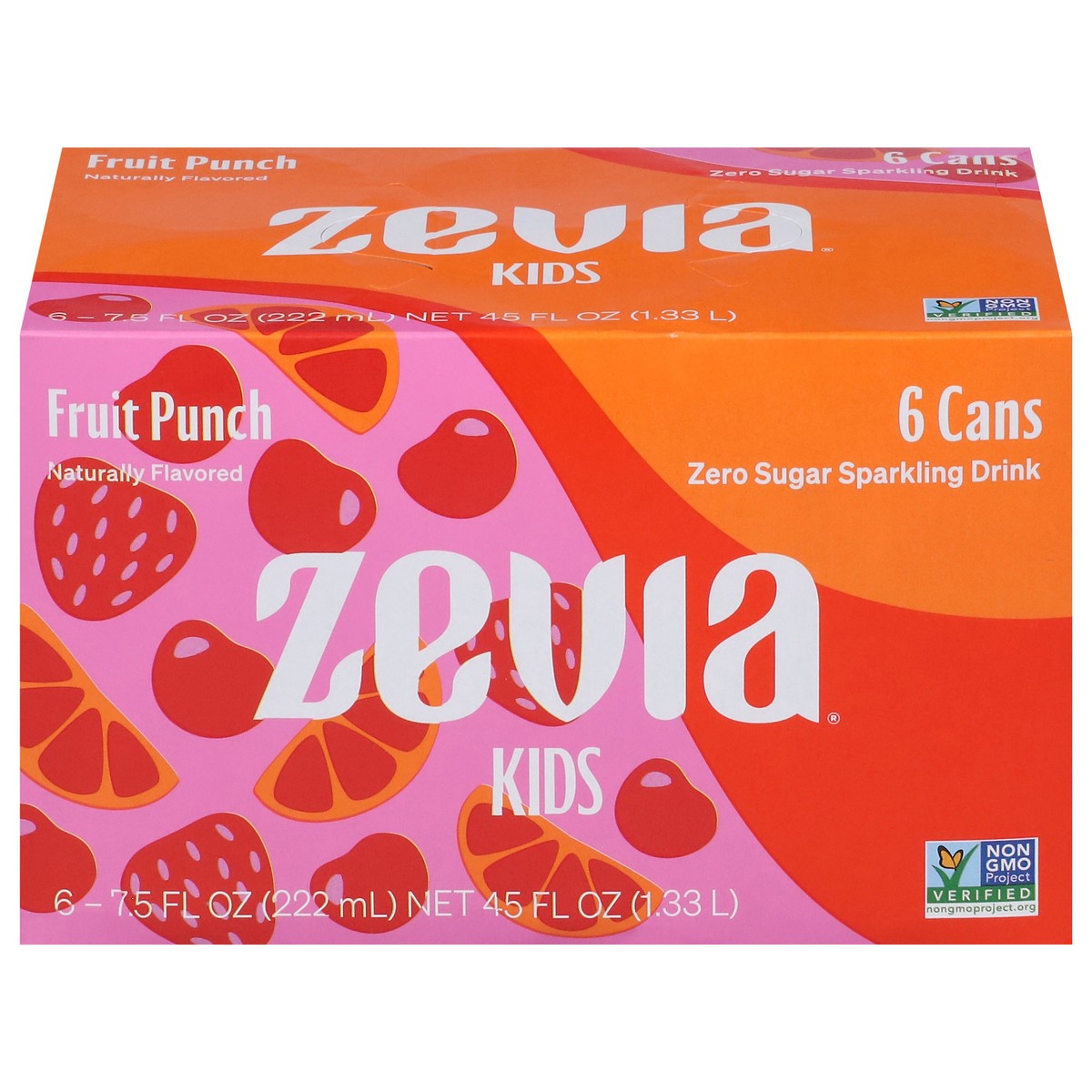 slide 1 of 9, Zevia Kids Zero Sugar Fruit Punch Sparkling Drink 6 - 7.5 fl oz Cans, 6 ct