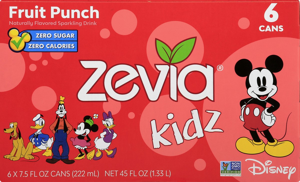 slide 3 of 9, Zevia Kids Zero Sugar Fruit Punch Sparkling Drink 6 - 7.5 fl oz Cans, 6 ct