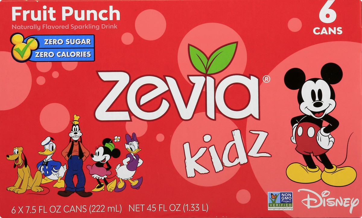 slide 9 of 9, Zevia Kids Zero Sugar Fruit Punch Sparkling Drink 6 - 7.5 fl oz Cans, 6 ct
