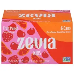 Zevia Kids Zero Sugar Fruit Punch Sparkling Drink 6 - 7.5 fl oz Cans