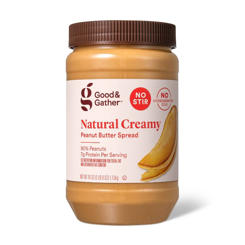 slide 1 of 4, Natural No Stir Creamy Peanut Butter - 40oz - Good & Gather™, 40 oz