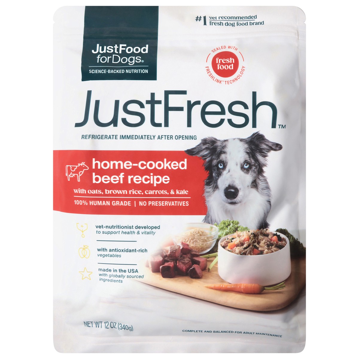 slide 1 of 14, JustFoodForDogs JustFresh Home-Cooked Beef Recipe Dog Food 12 oz, 12 oz