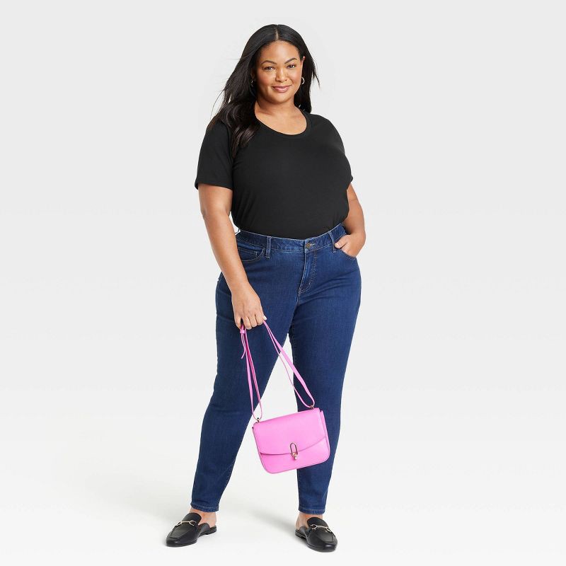 slide 3 of 3, Women's Short Sleeve Relaxed Scoop Neck T-Shirt - Ava & Viv™ Black 2X, 1 ct