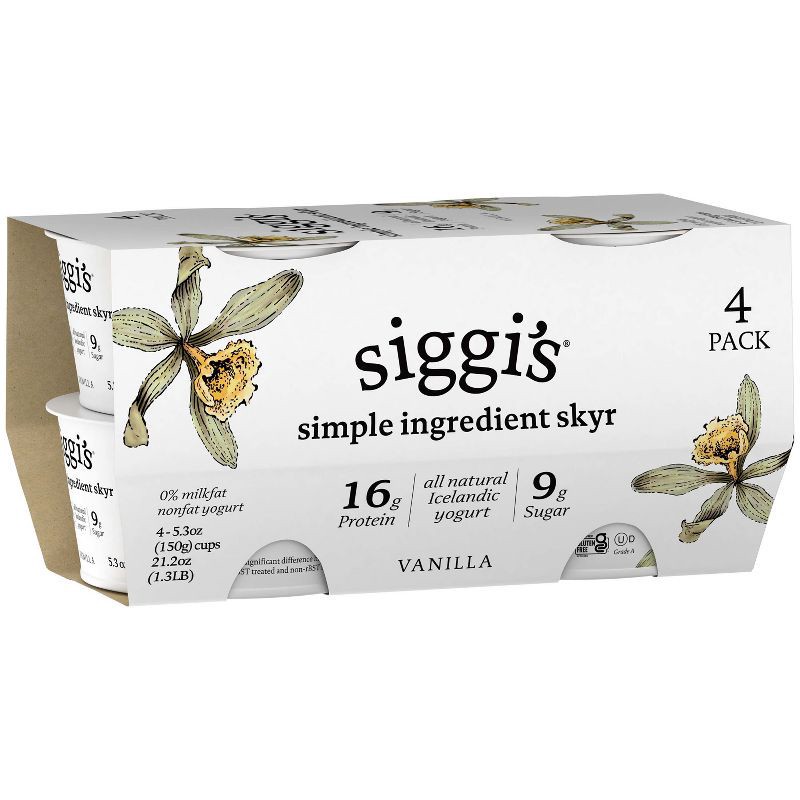 slide 12 of 13, siggi's Nonfat Vanilla Icelandic-Style Skyr Yogurt - 4pk/5.3oz Cups, 4 ct; 5.3 oz
