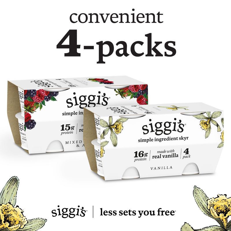 slide 8 of 13, siggi's Nonfat Vanilla Icelandic-Style Skyr Yogurt - 4pk/5.3oz Cups, 4 ct; 5.3 oz