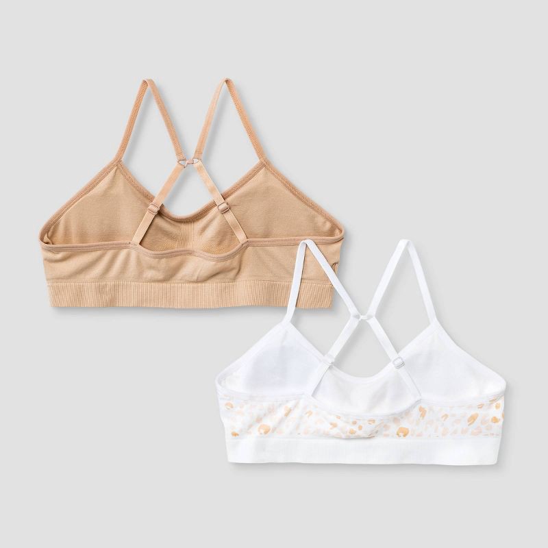 slide 2 of 4, Girls' Animal 2pk Seamless Bra - art class™ Beige XL, 2 ct