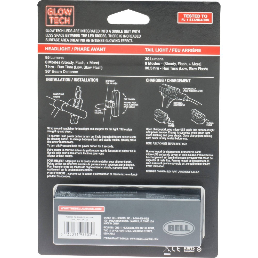 slide 3 of 3, Bell Pharos 650 COB LED Bike Light Set, 1 ct