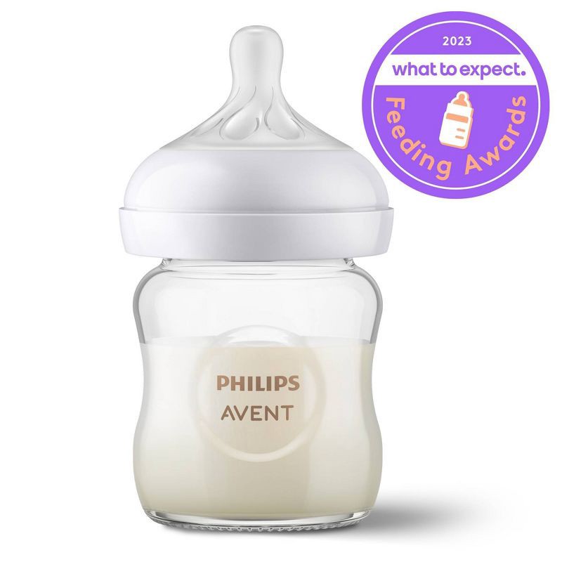 slide 3 of 9, Philips Avent Glass Baby Bottle with Natural Response Nipple - 4oz/3pk, 3 ct; 4 oz