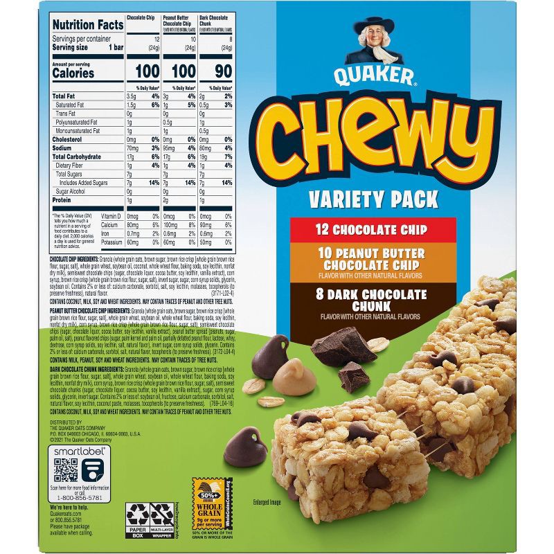 slide 2 of 8, Quaker Chewy 3 Flavor Variety Pack Granola Bars - 25.3oz/30ct, 25.3 oz, 30 ct