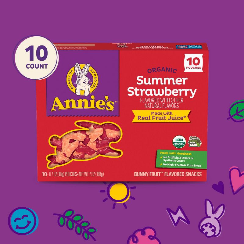 slide 5 of 8, Annie's Summer Strawberry Fruit Snacks - 7oz/10ct, 10 ct; 7 oz