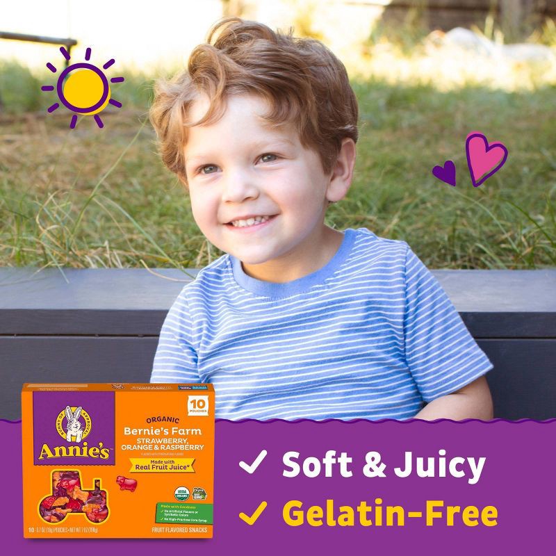 slide 7 of 7, Annie's Organic Bernie's Farm Strawberry, Orange & Raspberry Fruit Snacks - 7oz/10ct, 10 ct; 7 oz