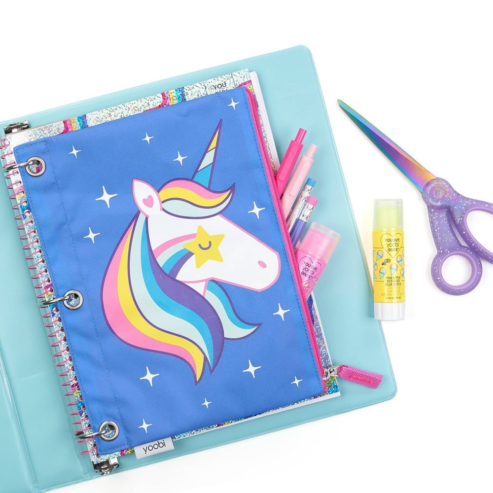 slide 4 of 5, Yoobi Single Zip Pencil Case Purple Unicorn, 1 ct