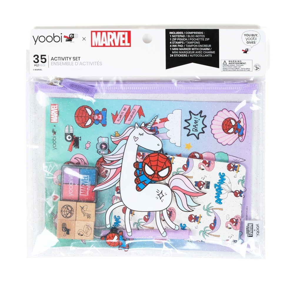 Marvel SpiderMan Yoobi 25pc Activities Set Pouch Stationary Kit 25 ct