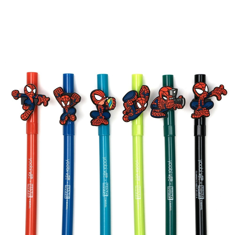 slide 2 of 9, Marvel Spider-Man Yoobi 6pk Marker with Charms Skater Sketch, 6 ct