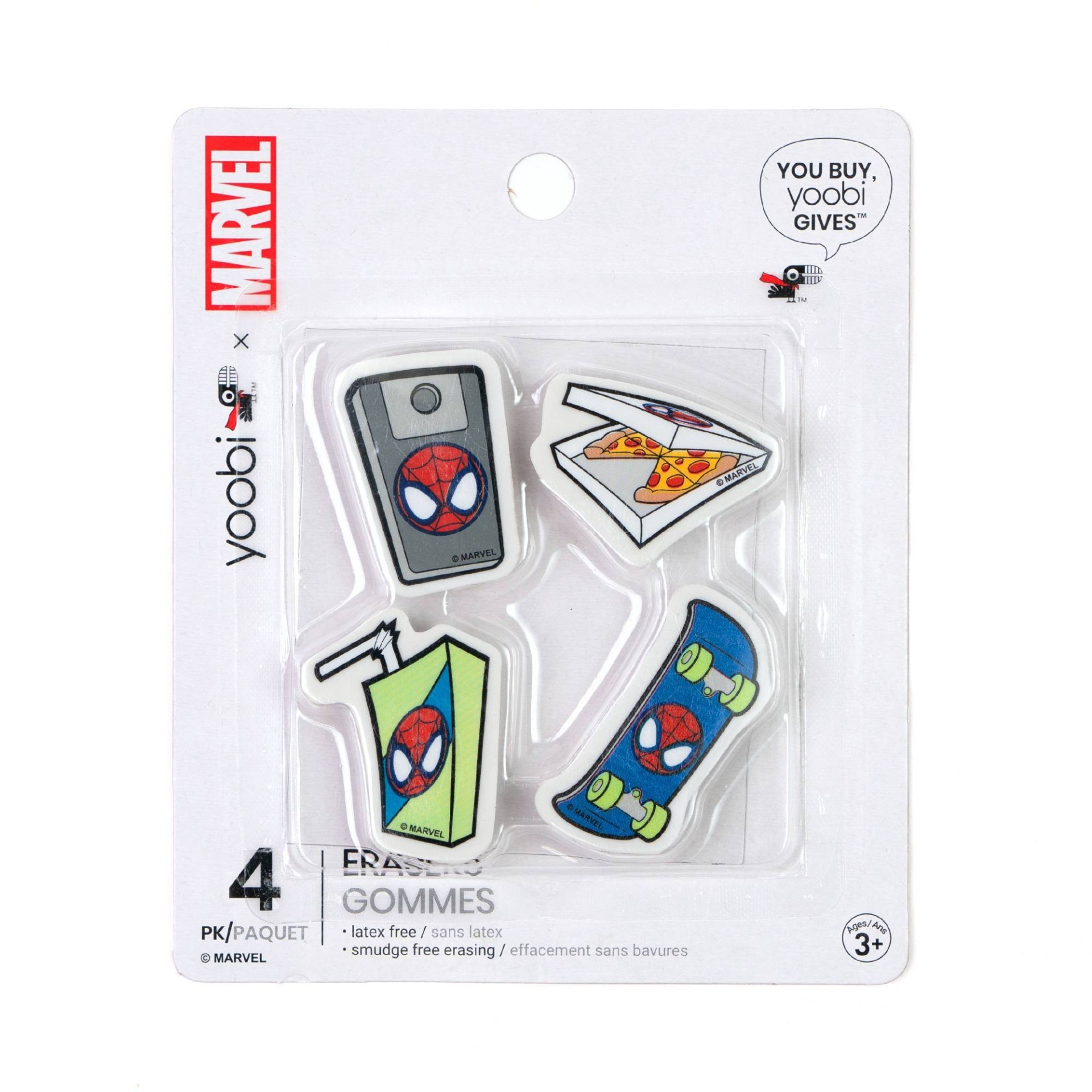 slide 1 of 8, Marvel Spider-Man Yoobi 4pk Eraser Skater Sketch, 4 ct