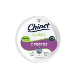 Chinet Classic Dessert Plate 6 3/4" - 70ct: Round, Solid Pattern, Microwave-Safe, Leak & Cut-Resistant, Paper Material