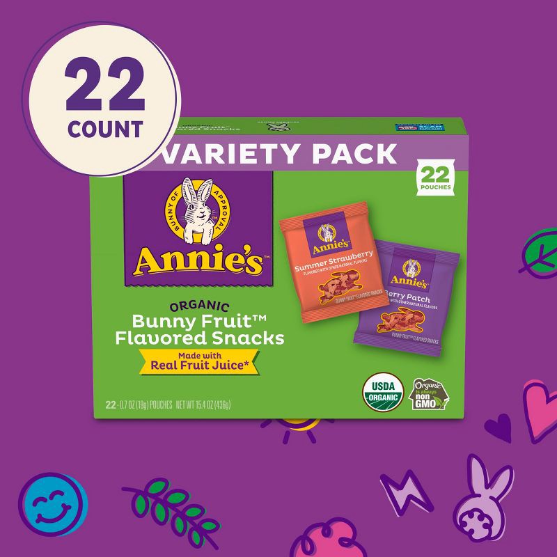 slide 6 of 9, Annie's Organic Bunny Fruit Flavored Snacks - 15.4oz/22ct, 15.4 oz, 22 ct