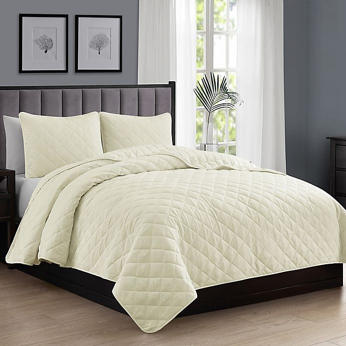 slide 3 of 3, Cathay Home Home Basics King/California King Quilt Set - Ivory, 3 ct