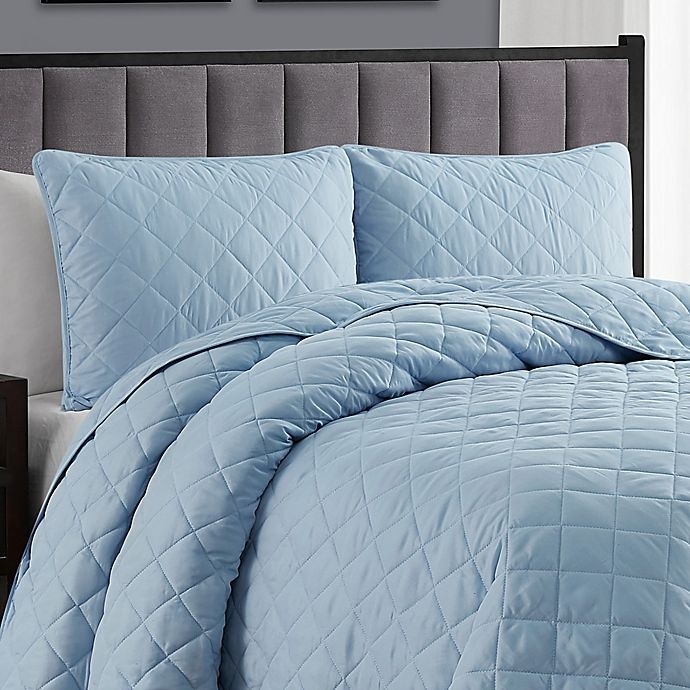 slide 2 of 3, Cathay Home Home Basics Twin/Twin XL Quilt Set - Light Blue, 2 ct