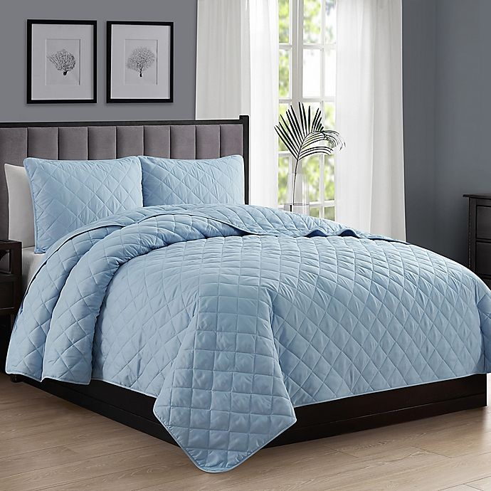 slide 3 of 3, Cathay Home Home Basics Twin/Twin XL Quilt Set - Light Blue, 2 ct