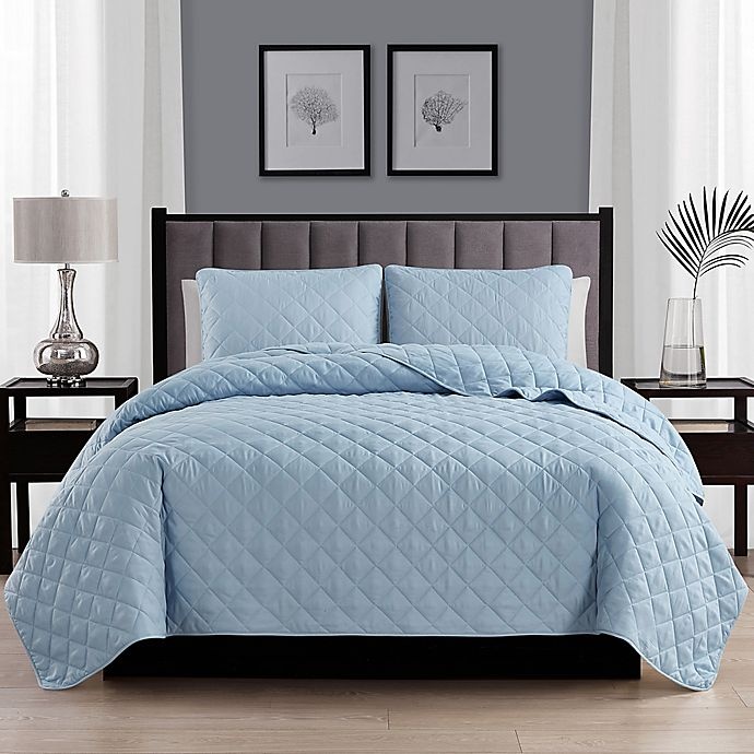 slide 1 of 3, Cathay Home Home Basics Twin/Twin XL Quilt Set - Light Blue, 2 ct