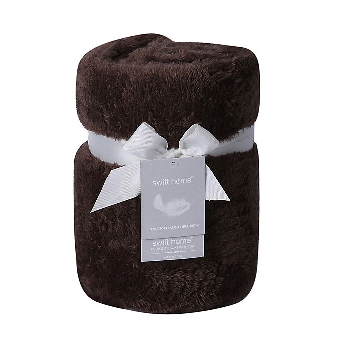 slide 5 of 5, Cathay Home Luxe Soft High Pile Plush Throw Blanket - Chocolate, 1 ct