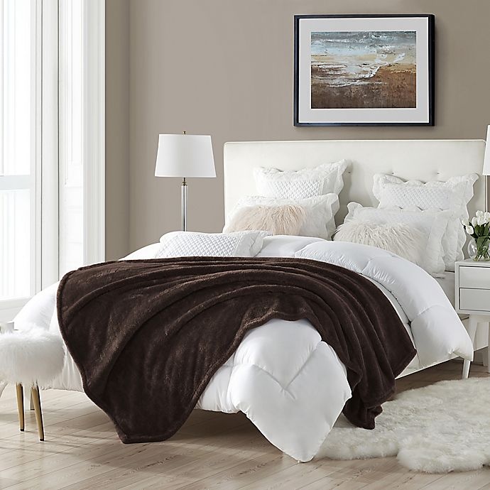 slide 3 of 5, Cathay Home Luxe Soft High Pile Plush Throw Blanket - Chocolate, 1 ct