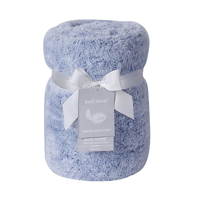 slide 2 of 5, Cathay Home Luxe Soft High Pile Plush Throw Blanket - Blue, 1 ct