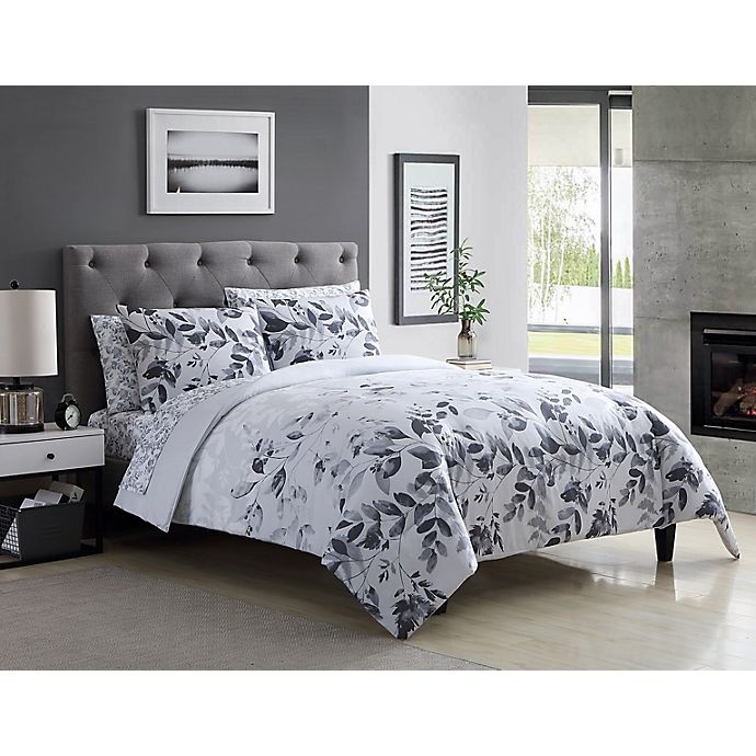 slide 2 of 6, Ellen Tracy Shadow Floral Queen Comforter Set - Grey, 7 ct