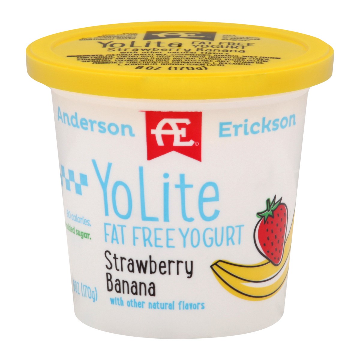 slide 1 of 8, Anderson Erickson Dairy Ae Yo Lite Fat Free Yogurt Strawberry Banana, 6 oz