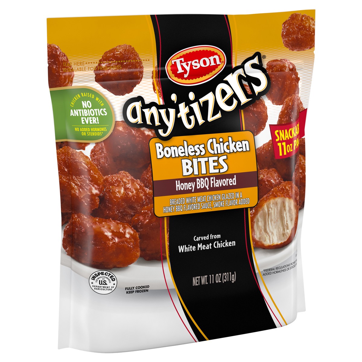 slide 3 of 5, TYSON ANYTIZERS Tyson Any'tizers Honey BBQ Boneless Chicken Bites, 11 oz. (Frozen), 311.84 g