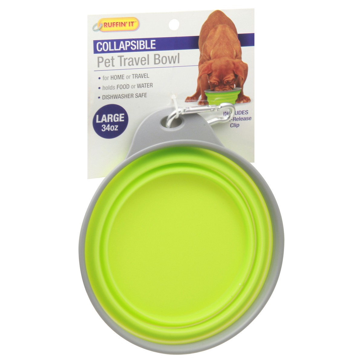 slide 9 of 9, Ruffin' It 34 Ounce Large Collapsible Pet Travel Bowl 1 ea Card, 1 ct