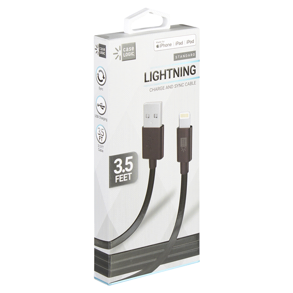 slide 4 of 29, Case Logic iPhone Lightning Cable Black, 3 ft