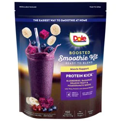Dole Protein Kick Boosted Blueberries, Bananas, Dragon Fruit & Pomegranate Seeds Smoothie Kit 32 oz