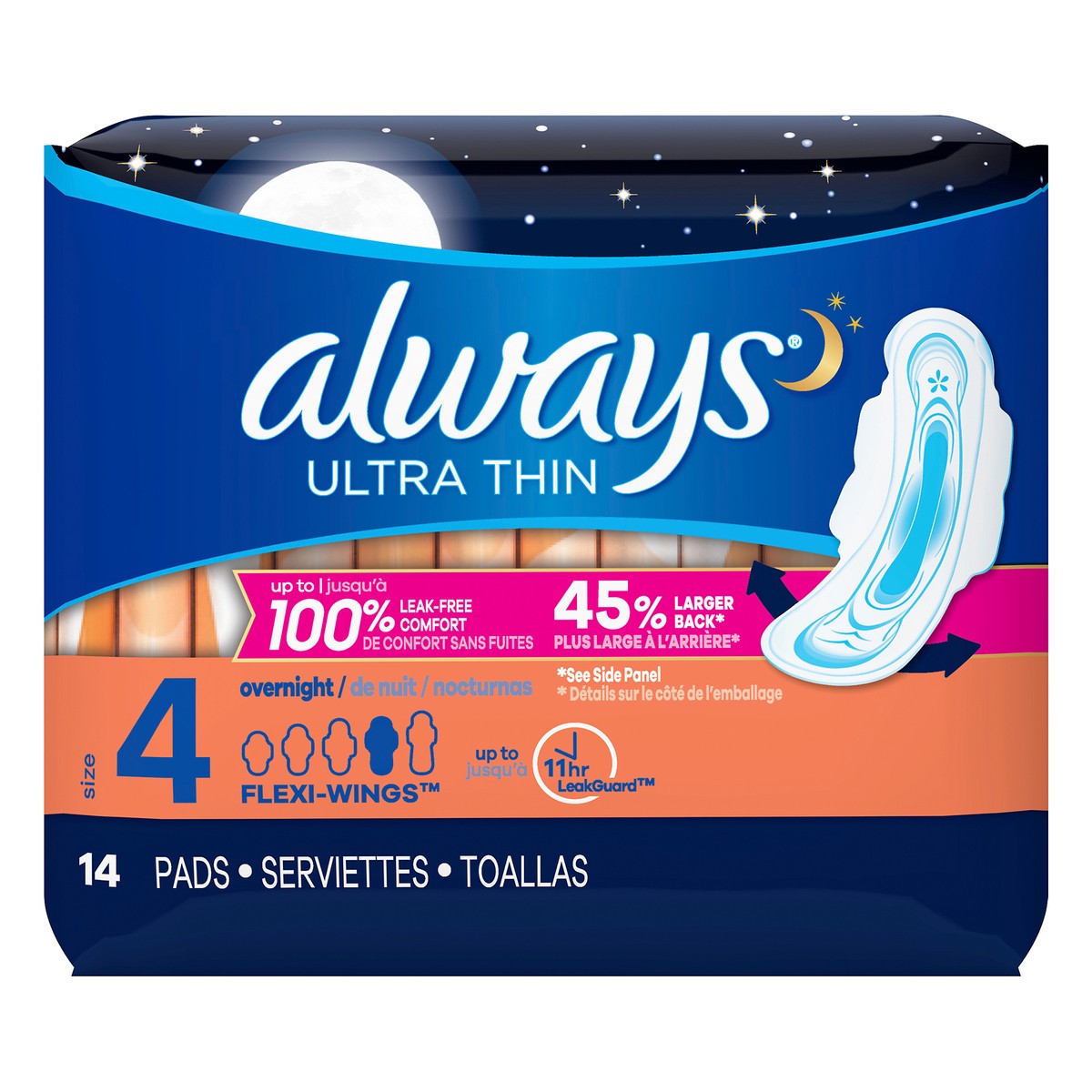 slide 1 of 3, Always Ultra Thin Pads Nite 14Ct, 14 ct