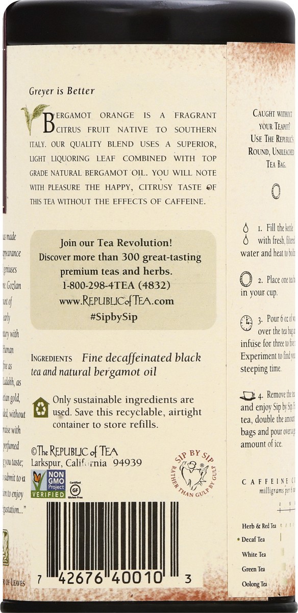 slide 10 of 12, The Republic of Tea Bags Decaf Earl Greyer Black Tea - 50 ct, 50 ct