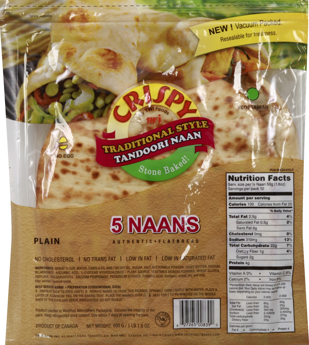 slide 2 of 5, TWI Foods Naan 5 ea, 5 ct