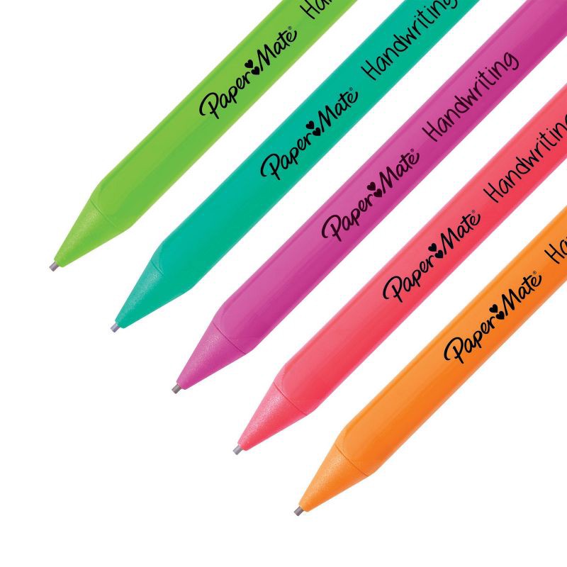 slide 3 of 4, Paper Mate Handwriting 5pk #2 Mechanical Pencils with Eraser and Refill 1.3mm Assorted Colors: School Supplies for Kids, 5 ct