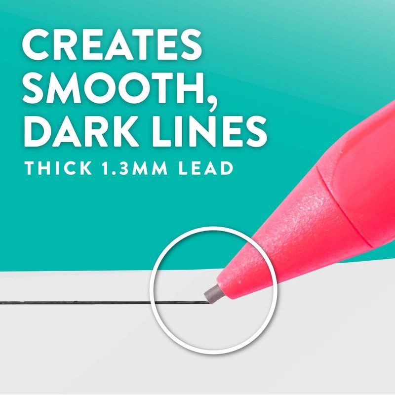 slide 4 of 7, Paper Mate Handwriting 5pk #2 Mechanical Pencils with Eraser and Refill 1.3mm Assorted Colors: School Supplies for Kids, 5 ct