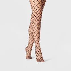 Women's Open Fishnet Tights - A New Day™ Black M/L: High Waisted, Sheer, Nylon-Spandex Blend