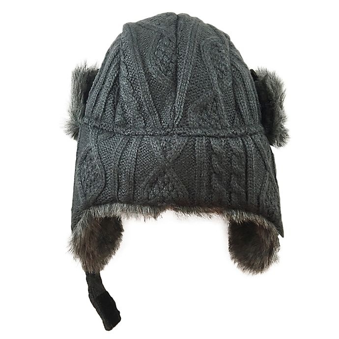 slide 3 of 3, Toby Fairy Toddler Fisherman Cable Knit Trapper Hat - Grey, 1 ct