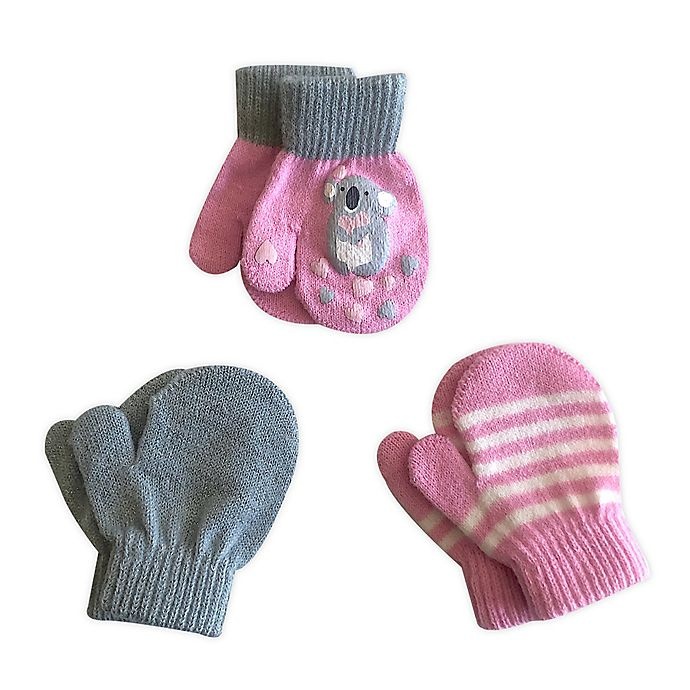 slide 1 of 1, Toby & Company Koala Gripper Mittens - Mauve, 3 ct