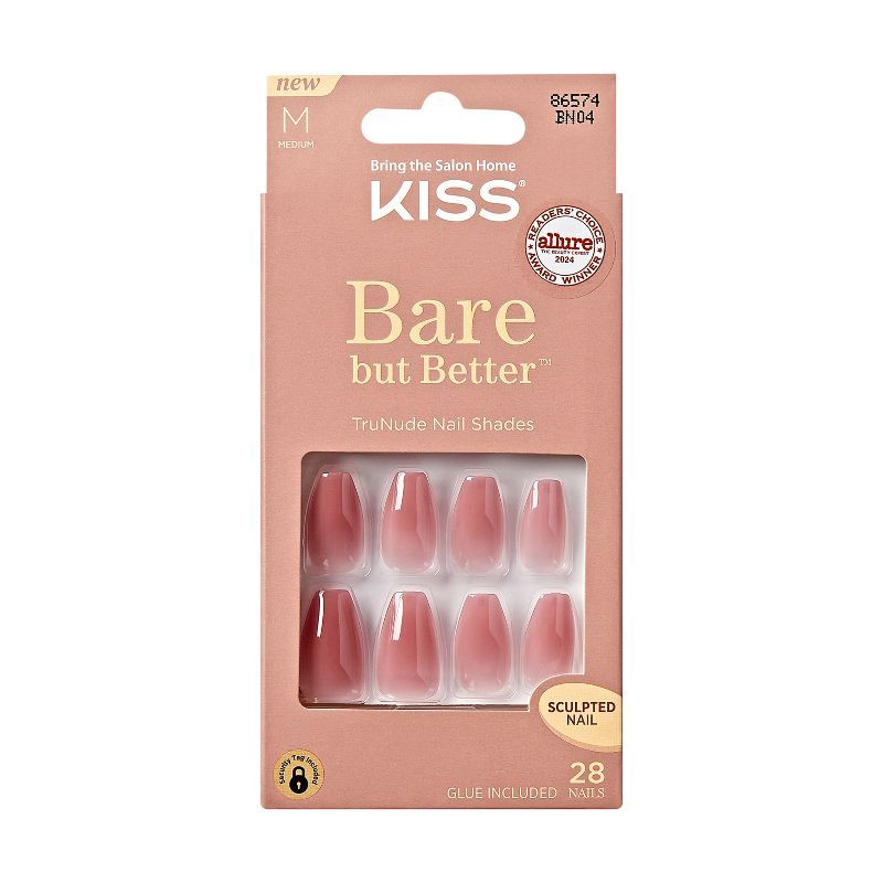 slide 1 of 11, KISS Products Bare-But-Better Press-On Fake Nails - Medium Coffin - Nude - 28ct, 28 ct