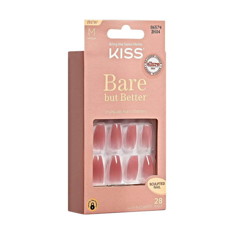 slide 9 of 11, KISS Products Bare-But-Better Press-On Fake Nails - Medium Coffin - Nude - 28ct, 28 ct
