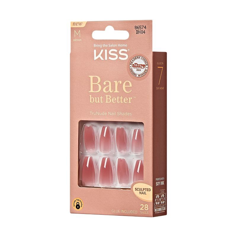 slide 10 of 11, KISS Products Bare-But-Better Press-On Fake Nails - Medium Coffin - Nude - 28ct, 28 ct