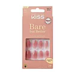 KISS Products Bare-But-Better Press-On Fake Nails - Medium Coffin - Nude - 28ct