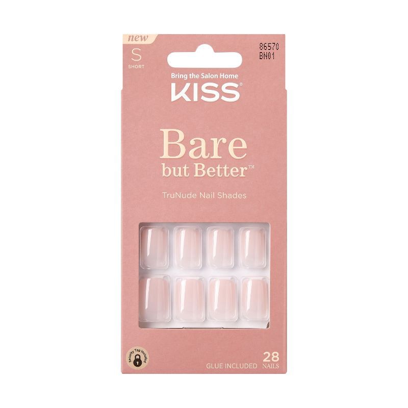 slide 1 of 11, KISS Products Bare-But-Better Press-On Fake Nails - Short Square - Nudies - 28ct, 28 ct