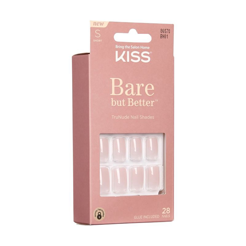 slide 9 of 11, KISS Products Bare-But-Better Press-On Fake Nails - Short Square - Nudies - 28ct, 28 ct