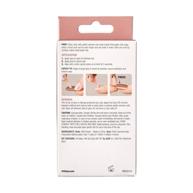 slide 11 of 11, KISS Products Bare-But-Better Press-On Fake Nails - Short Square - Nudies - 28ct, 28 ct